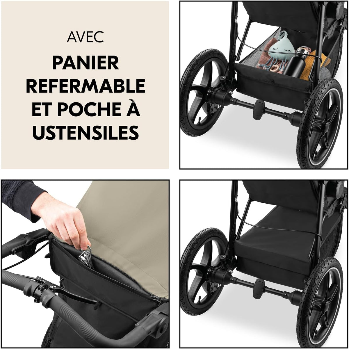hauck Poussette 3 Roues Runner 3, Tout Terrain avec Roues XL Gonflables, Jusqu'à 22 kg, Frein à Main, Suspension, Canopy UPF 50+, Pliable, Panier, Position Allongée, Porte-Gobelet (Jungle Green)