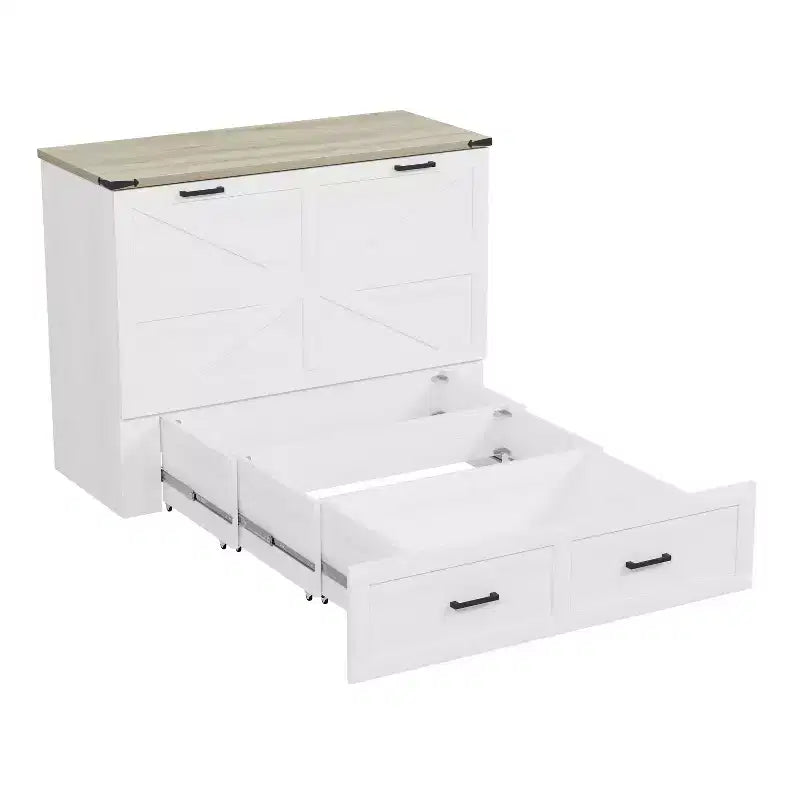Ausklappbares Murphy-Schrankbett mit Stauraumschublade und Ladestation