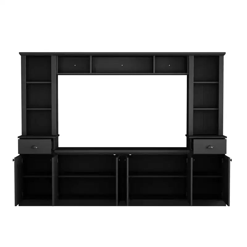 Juego de muebles de entretenimiento para televisión con puente de 75, mueble para TV con almacenamiento y estanterías, consola multimedia grande con estantes ajustables