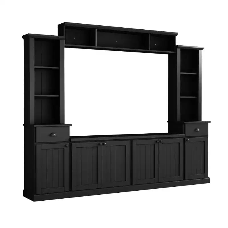 Juego de muebles de entretenimiento para televisión con puente de 75, mueble para TV con almacenamiento y estanterías, consola multimedia grande con estantes ajustables