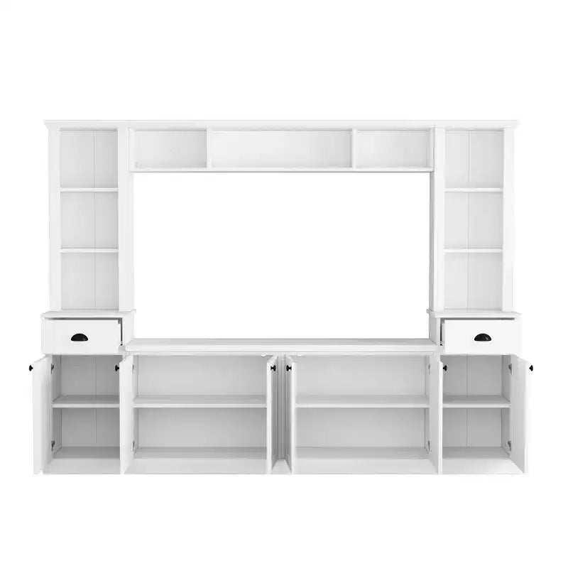Juego de muebles de entretenimiento para televisión con puente de 75, mueble para TV con almacenamiento y estanterías, consola multimedia grande con estantes ajustables