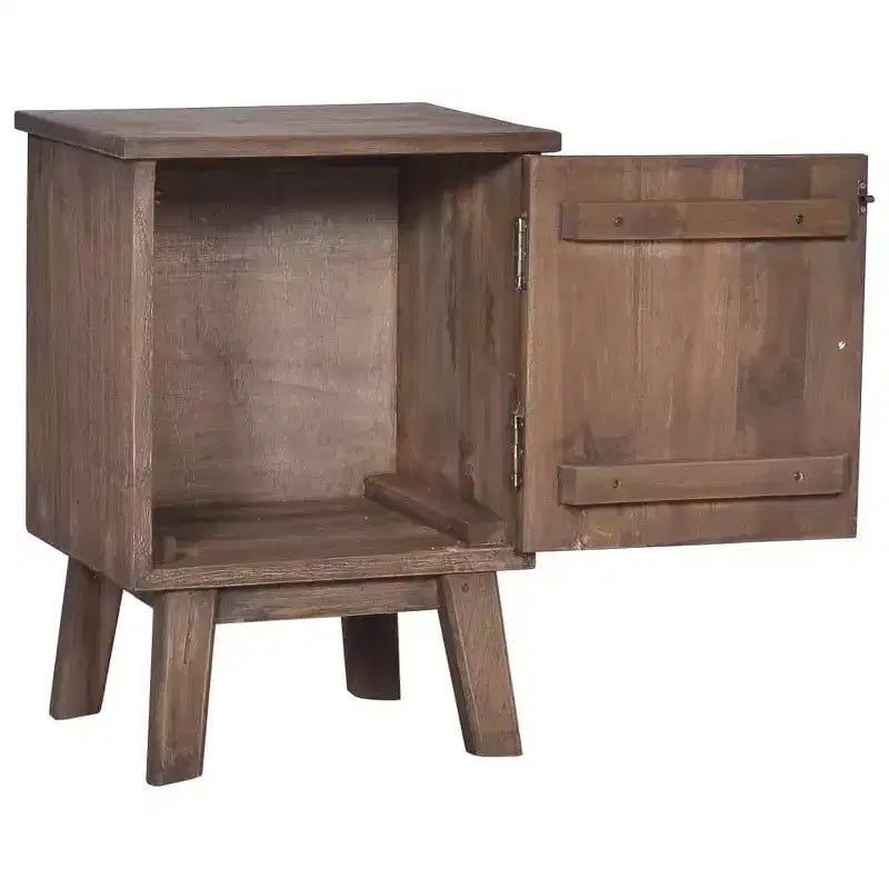 Mesa de noche de madera maciza de teca, 15.7x11.8x20.9