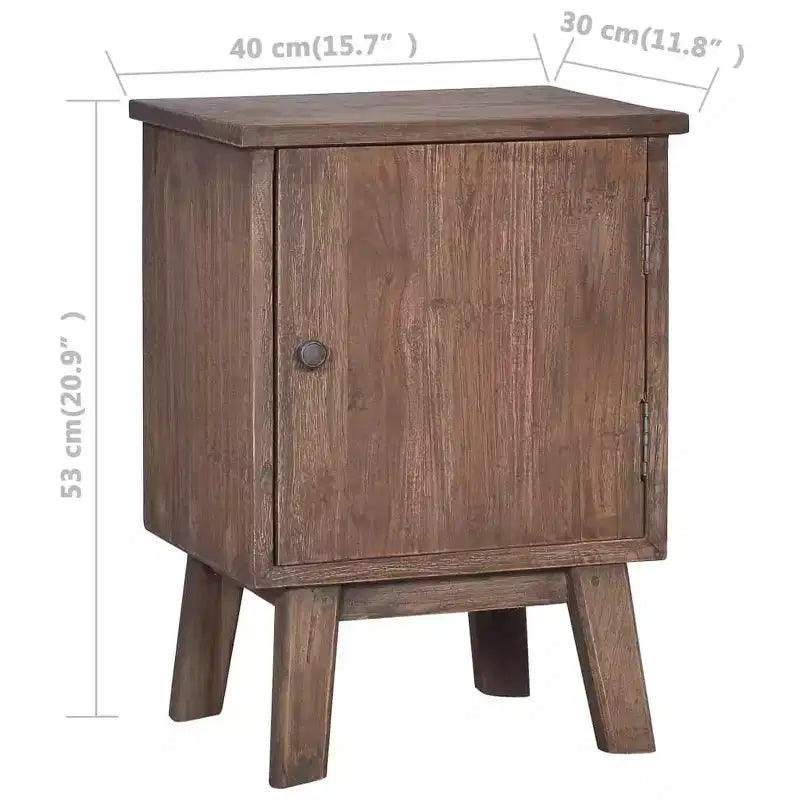 Nachttisch aus massivem Teakholz, 15.7x11.8x20.9