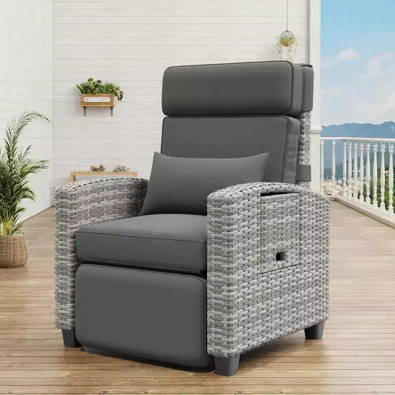 Fauteuil inclinable de jardin avec réglage indépendant du dossier et du repose-pieds, 150 positions verrouillables pour plus de confort, commande facile sur les accoudoirs, chaise longue d’extérieur