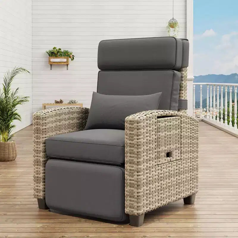Fauteuil inclinable de jardin avec réglage indépendant du dossier et du repose-pieds, 150 positions verrouillables pour plus de confort, commande facile sur les accoudoirs, chaise longue d’extérieur