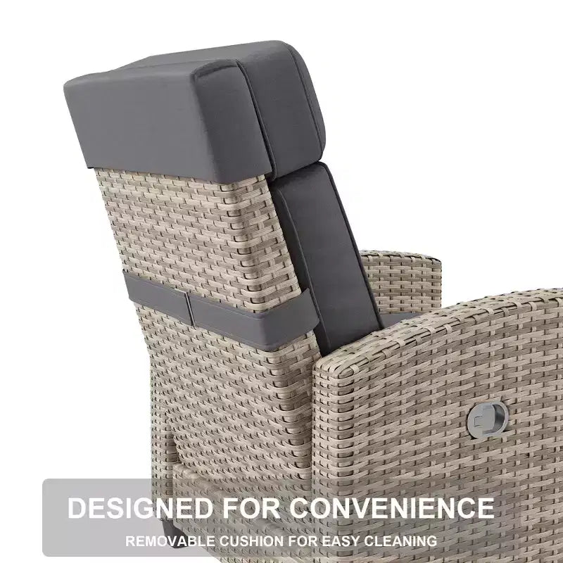 Fauteuil inclinable de jardin avec réglage indépendant du dossier et du repose-pieds, 150 positions verrouillables pour plus de confort, commande facile sur les accoudoirs, chaise longue d’extérieur