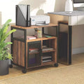 Soporte para impresora con toma de corriente y puertos de carga USB, mesa industrial móvil para impresora con almacenamiento y ruedas