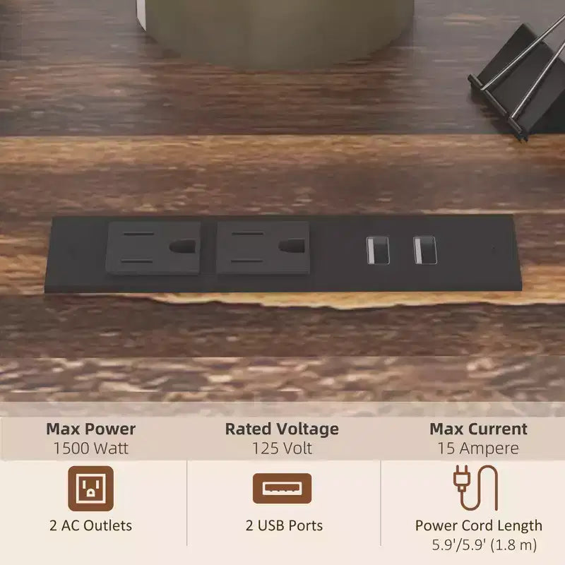 Soporte para impresora con toma de corriente y puertos de carga USB, mesa industrial móvil para impresora con almacenamiento y ruedas