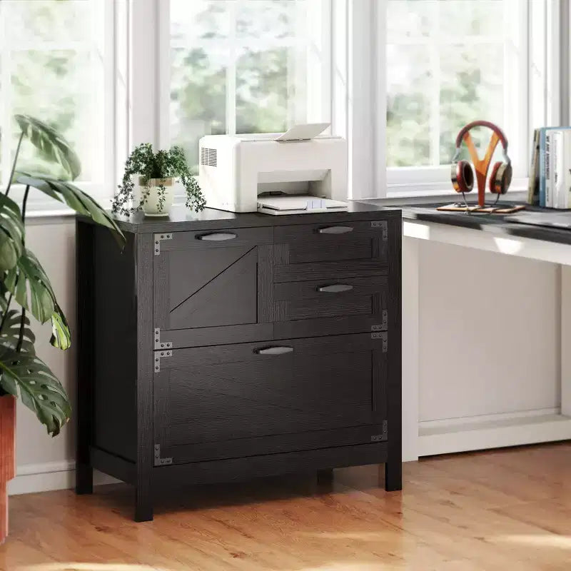 Seitlicher Aktenschrank im Landhausstil mit 4 Schubladen, passend für Hängeregister im Letter-, A4- und Legal-Format
