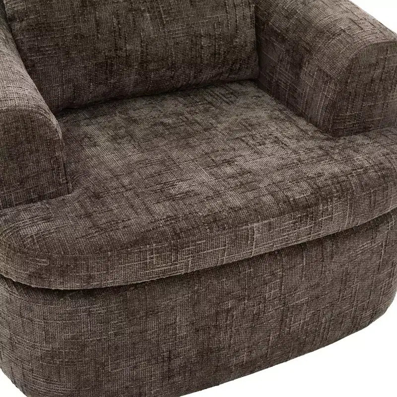 Sillón giratorio tipo barril con cojín de doble capa, capacidad de 250 lb, sillón decorativo redondo de chenilla de 36.6 para sala de estar y oficina