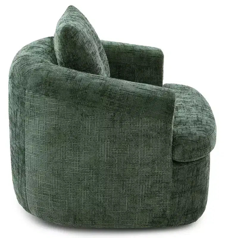 Sillón giratorio tipo barril con cojín de doble capa, capacidad de 250 lb, sillón decorativo redondo de chenilla de 36.6 para sala de estar y oficina