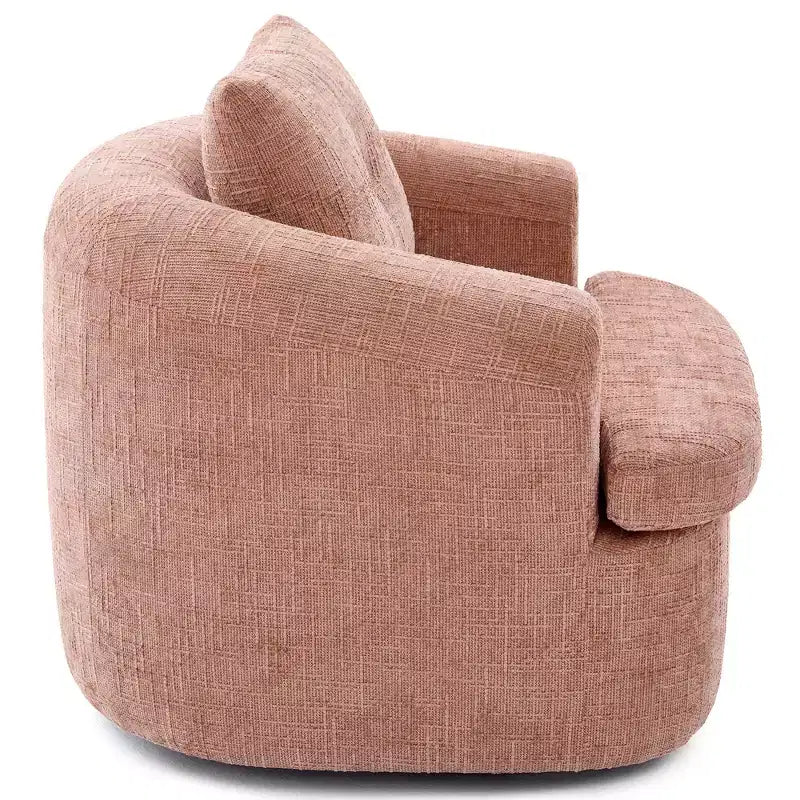 Sillón giratorio tipo barril con cojín de doble capa, capacidad de 250 lb, sillón decorativo redondo de chenilla de 36.6 para sala de estar y oficina