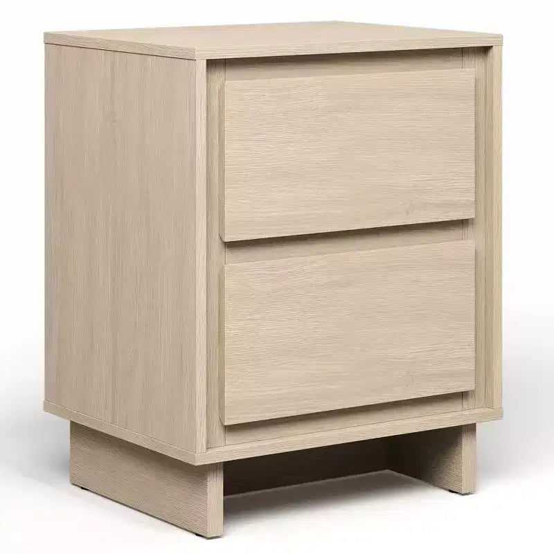 Cómoda moderna de madera con 2 cajones y detalles de bordes limpios, mueble de almacenamiento versátil para dormitorio, sala de estar, oficina y recibidor