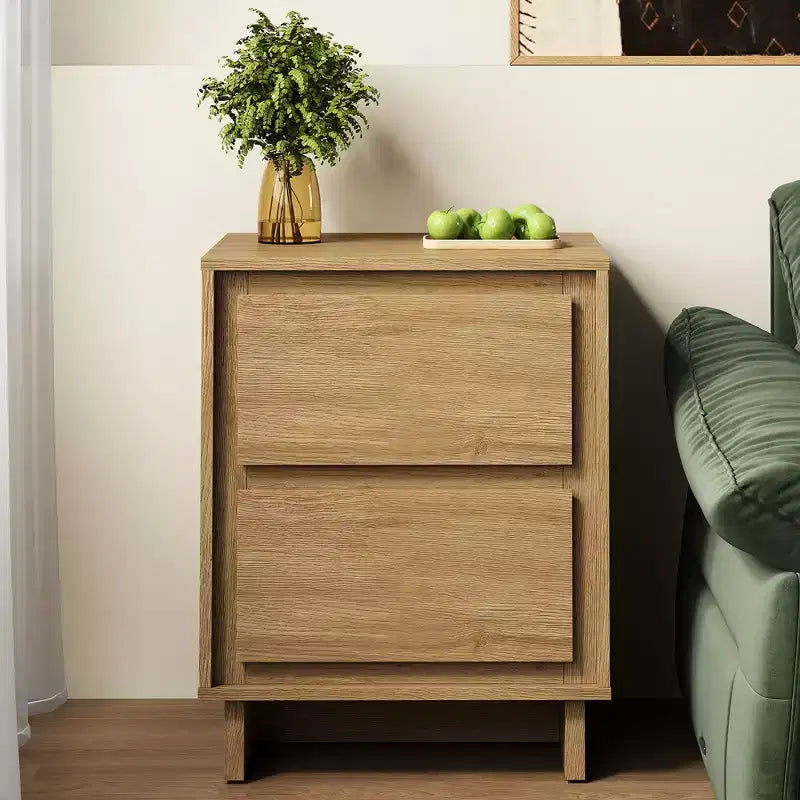 Kommode mit 2 Schubladen, moderne Holzkommode mit klaren Kantendetails, vielseitige Aufbewahrungslösung für Schlafzimmer, Wohnzimmer, Büro und Eingangsbereich