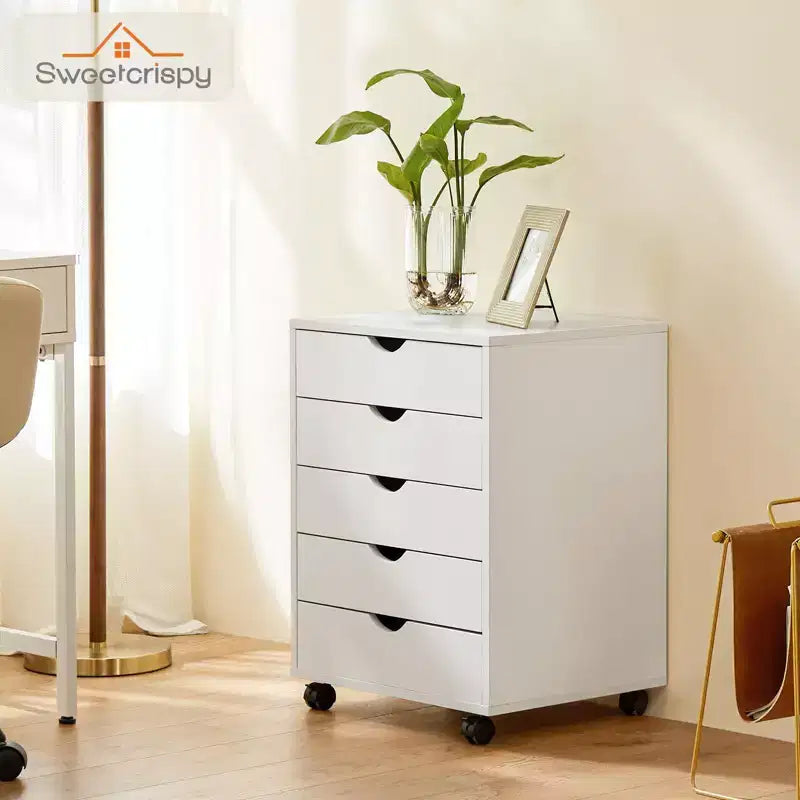 Classeur mobile à 5/7 tiroirs, organisateur de rangement moderne sous le bureau pour le bureau et la maison, tiroirs en bois naturel silencieux et coulissants