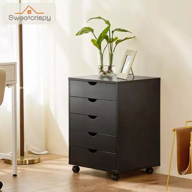 Classeur mobile à 5/7 tiroirs, organisateur de rangement moderne sous le bureau pour le bureau et la maison, tiroirs en bois naturel silencieux et coulissants
