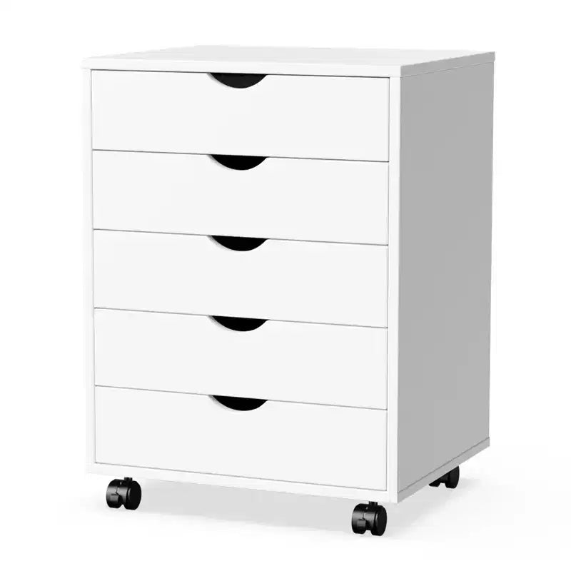 Mobiler Rollcontainer mit 5/7 Schubladen, moderner Organizer für unter den Schreibtisch im Büro und Zuhause, leichtgängige und geräuschlose Schubladen aus Naturholz