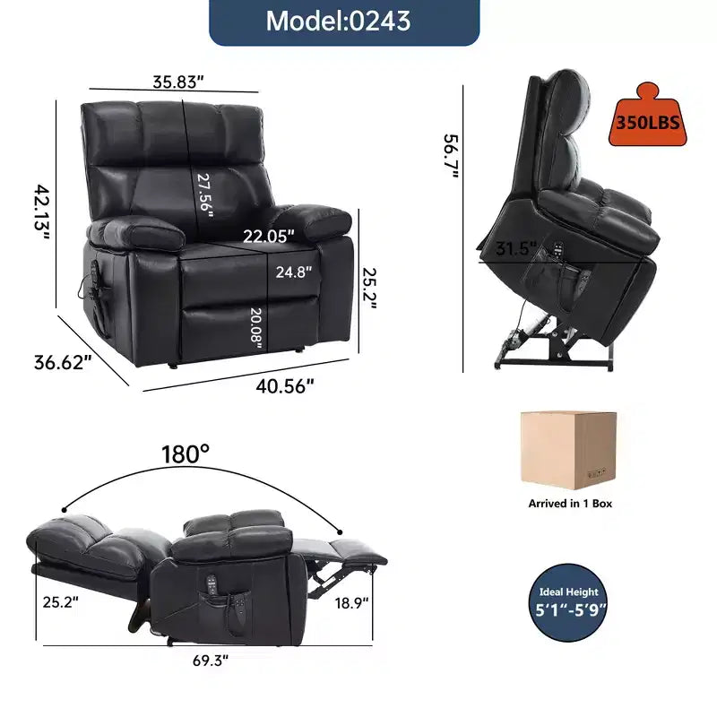 Beiger Chenille-Hebesessel mit Wärme- und Massagefunktion, zwei Motoren, stufenlos verstellbarer Position, belastbar bis 350 LBS, große elektrische Sessel mit versteckten Getränkehaltern