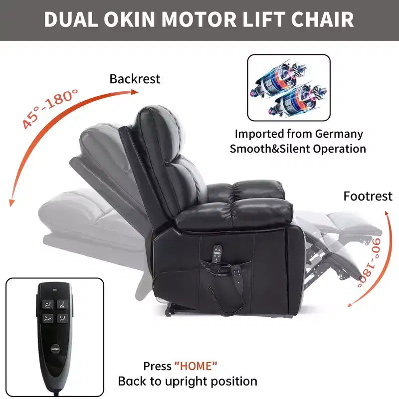 Beiger Chenille-Hebesessel mit Wärme- und Massagefunktion, zwei Motoren, stufenlos verstellbarer Position, belastbar bis 350 LBS, große elektrische Sessel mit versteckten Getränkehaltern