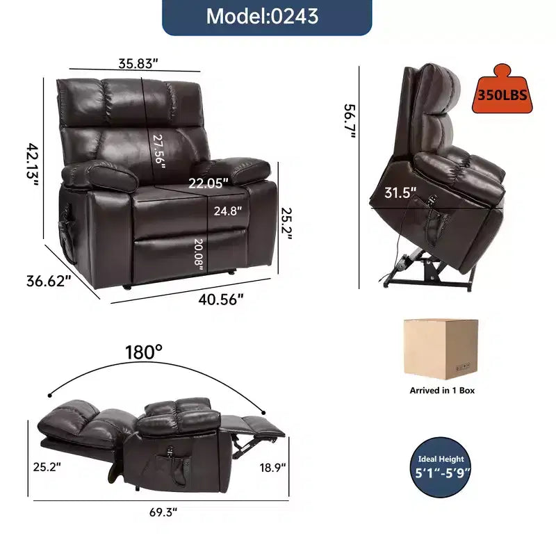 Beiger Chenille-Hebesessel mit Wärme- und Massagefunktion, zwei Motoren, stufenlos verstellbarer Position, belastbar bis 350 LBS, große elektrische Sessel mit versteckten Getränkehaltern