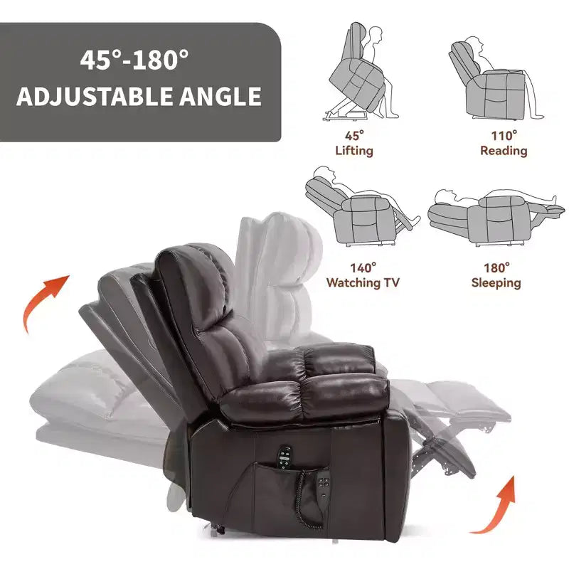 Beiger Chenille-Hebesessel mit Wärme- und Massagefunktion, zwei Motoren, stufenlos verstellbarer Position, belastbar bis 350 LBS, große elektrische Sessel mit versteckten Getränkehaltern