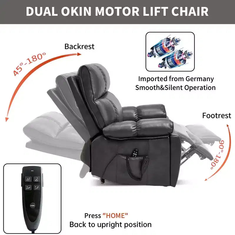 Beiger Chenille-Hebesessel mit Wärme- und Massagefunktion, zwei Motoren, stufenlos verstellbarer Position, belastbar bis 350 LBS, große elektrische Sessel mit versteckten Getränkehaltern
