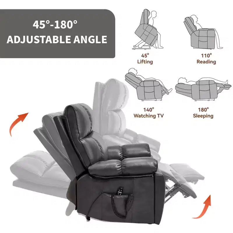 Beiger Chenille-Hebesessel mit Wärme- und Massagefunktion, zwei Motoren, stufenlos verstellbarer Position, belastbar bis 350 LBS, große elektrische Sessel mit versteckten Getränkehaltern
