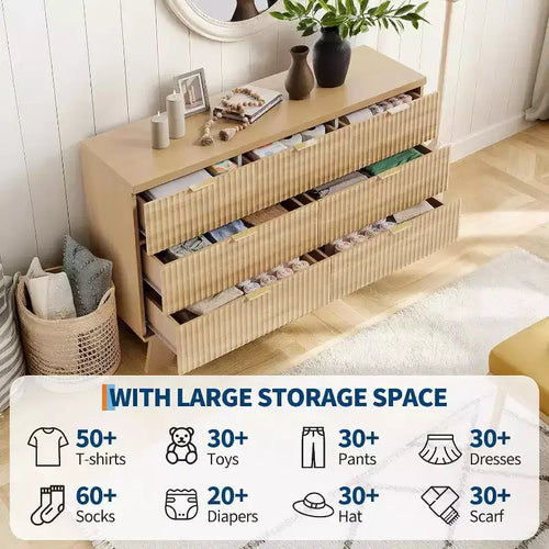 47-Zoll-Frisiertisch mit Schubladen fürs Schlafzimmer, Frisiertisch im mittelalterlich-modernen Stil mit goldfarbenem Griff, gerillter Frisiertisch, Aufbewahrungsschrank aus Eiche