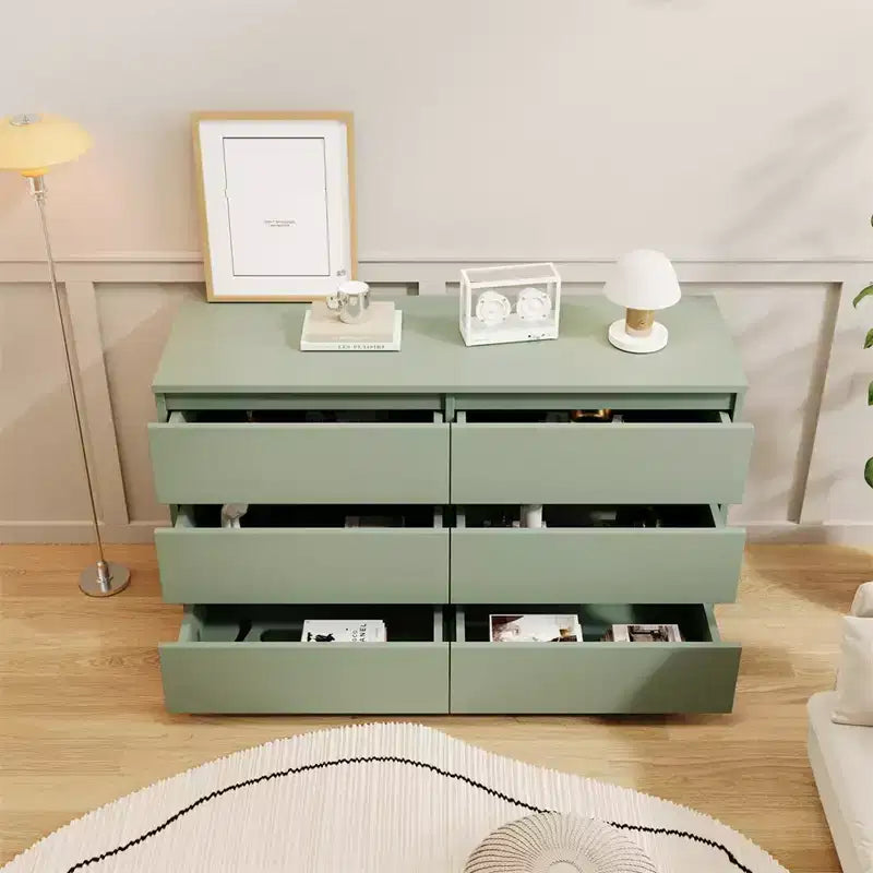 Commode double à 6 tiroirs pour chambre de bébé, meuble de rangement pour enfants, vert