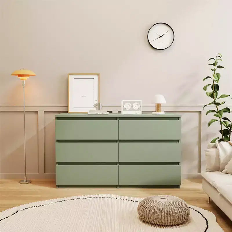 Commode double à 6 tiroirs pour chambre de bébé, meuble de rangement pour enfants, vert