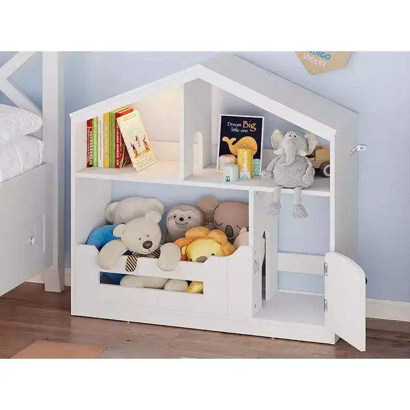 Bibliothèque pour enfants à 2 niveaux avec éclairage à détecteur de mouvement - bibliothèque en bois, organisateur de rangement pour jouets, pour chambre d’enfant, salle de classe et salle de jeux
