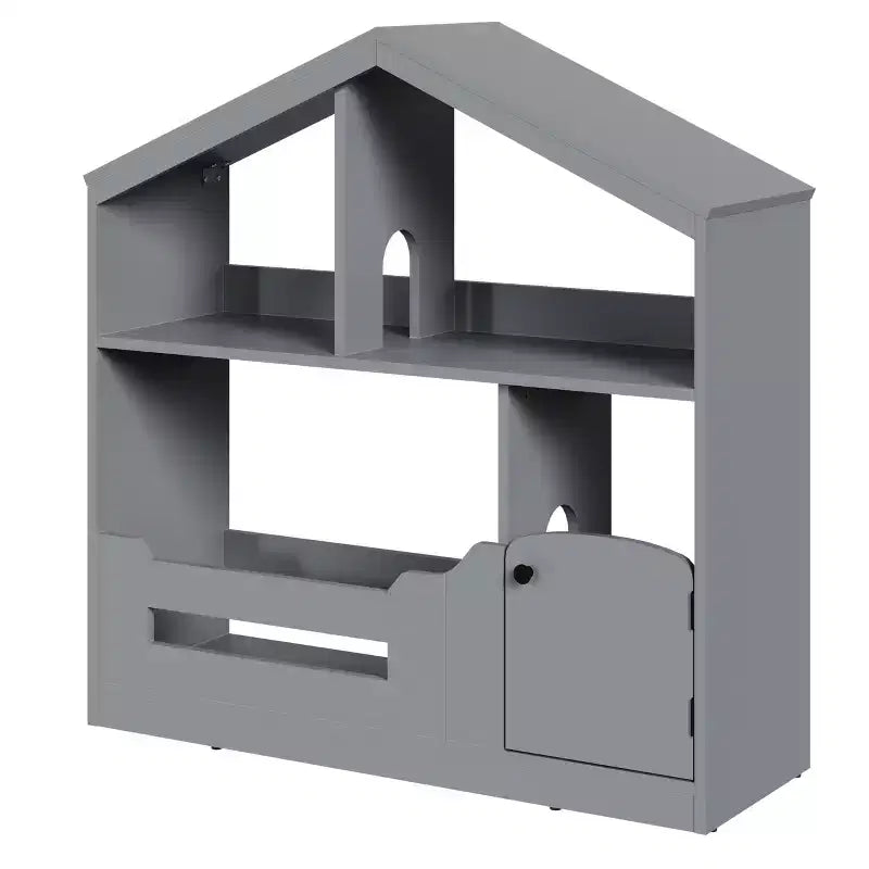 Bibliothèque pour enfants à 2 niveaux avec éclairage à détecteur de mouvement - bibliothèque en bois, organisateur de rangement pour jouets, pour chambre d’enfant, salle de classe et salle de jeux
