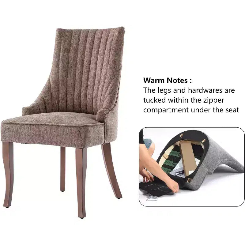 Lot de 2 chaises plissées minimalistes, revêtement doux et pieds en bois massif, pour la maison