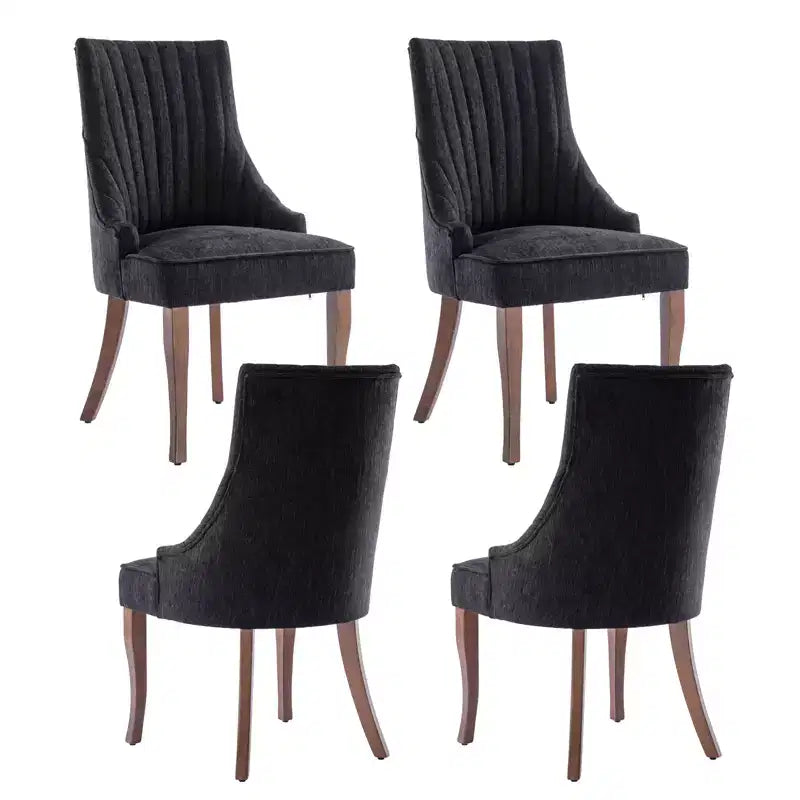 Set aus 2 minimalistischen Stühlen mit Plisseebezug, weicher Polsterung und Massivholzbeinen für den Heimgebrauch