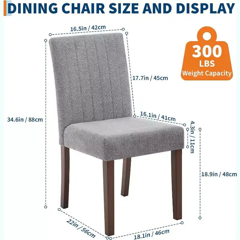 Modernes Esszimmerstuhl-Set aus 2 gepolsterten Stühlen mit stabilen Holzbeinen für Esszimmer, Restaurant und Küche
