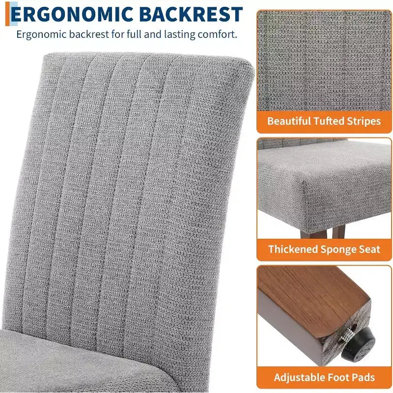 Modernes Esszimmerstuhl-Set aus 2 gepolsterten Stühlen mit stabilen Holzbeinen für Esszimmer, Restaurant und Küche