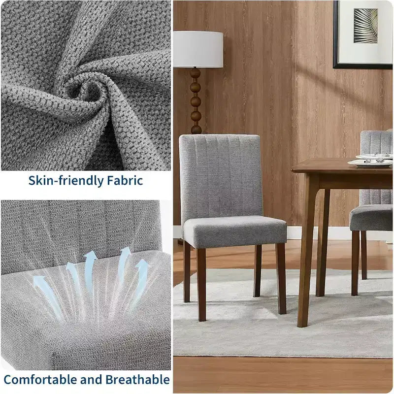 Modernes Esszimmerstuhl-Set aus 2 gepolsterten Stühlen mit stabilen Holzbeinen für Esszimmer, Restaurant und Küche