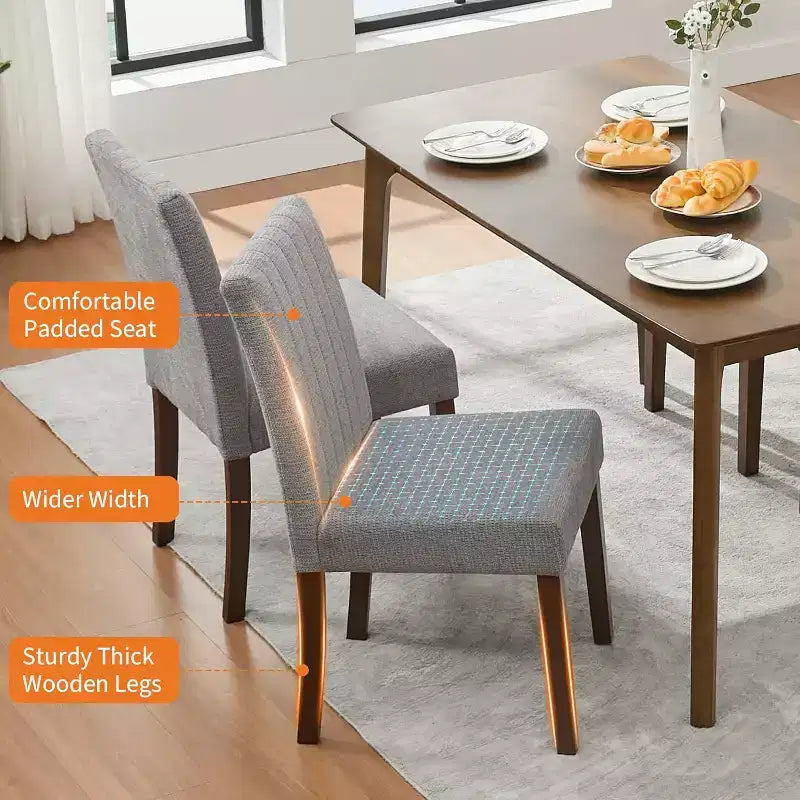 Modernes Esszimmerstuhl-Set aus 2 gepolsterten Stühlen mit stabilen Holzbeinen für Esszimmer, Restaurant und Küche