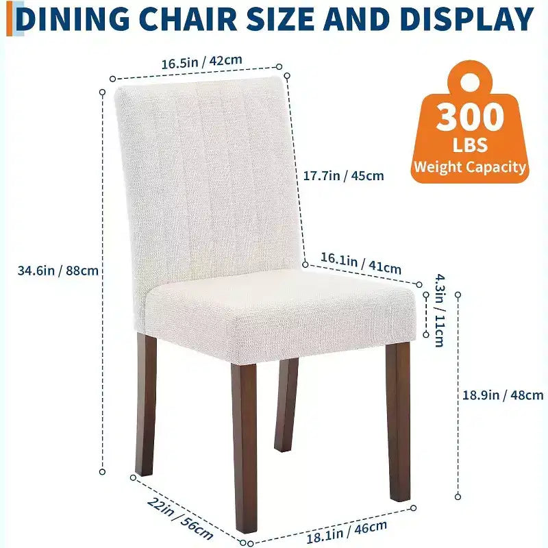 Modernes Esszimmerstuhl-Set aus 2 gepolsterten Stühlen mit stabilen Holzbeinen für Esszimmer, Restaurant und Küche