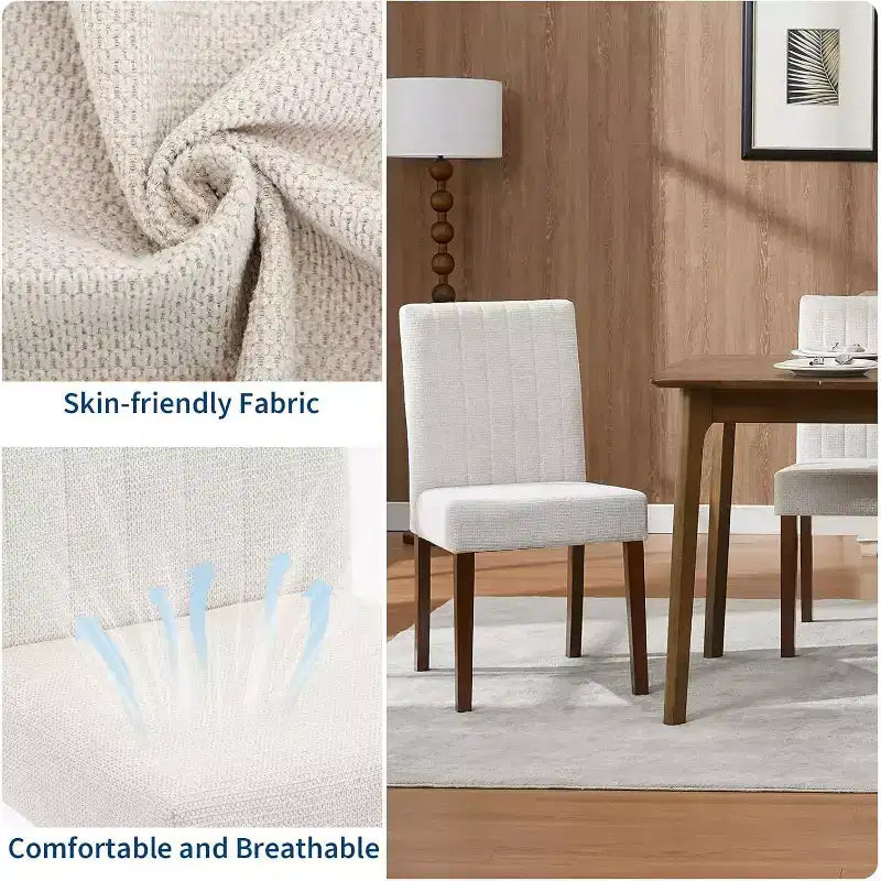 Modernes Esszimmerstuhl-Set aus 2 gepolsterten Stühlen mit stabilen Holzbeinen für Esszimmer, Restaurant und Küche
