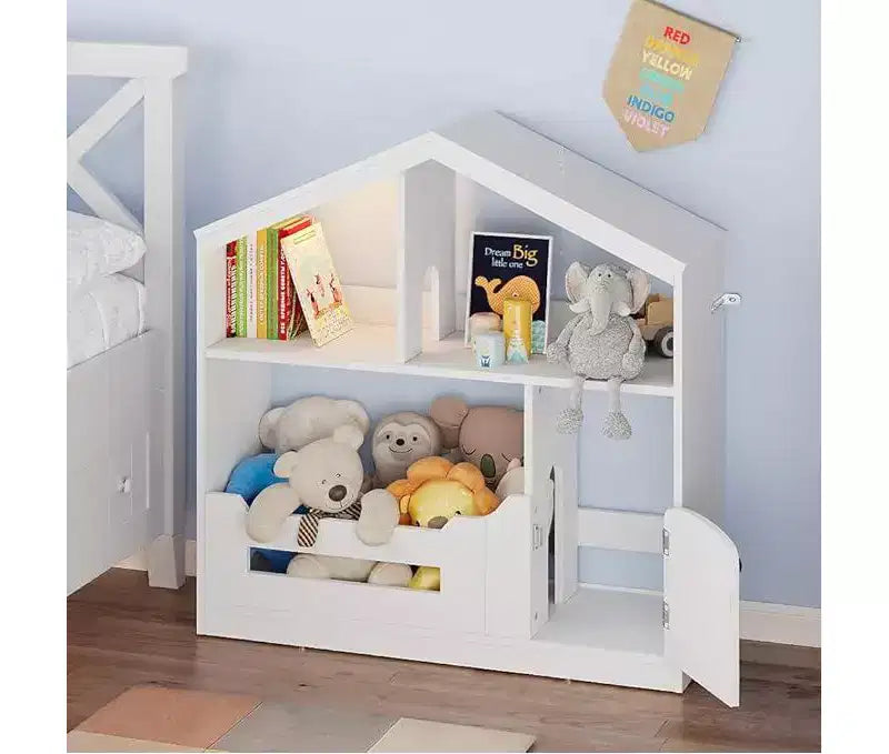 Kinderbücherregal, Spielzeug-Aufbewahrungsorganizer, Bücherregal aus Holz für Kleinkinder mit Bewegungsmelderlicht, Puppenhaus-Bücherregal für Spielzimmer und Schlafzimmer