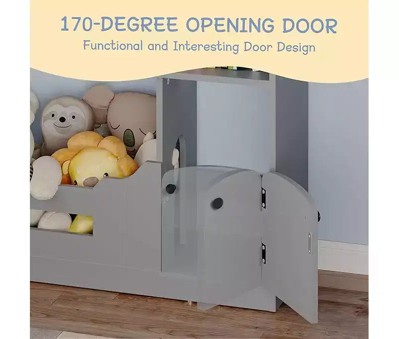 Estantería infantil, organizador de almacenamiento de juguetes, librería de madera para niños pequeños con luz con sensor de movimiento, librería con forma de casa de muñecas para sala de juegos y dormitorio