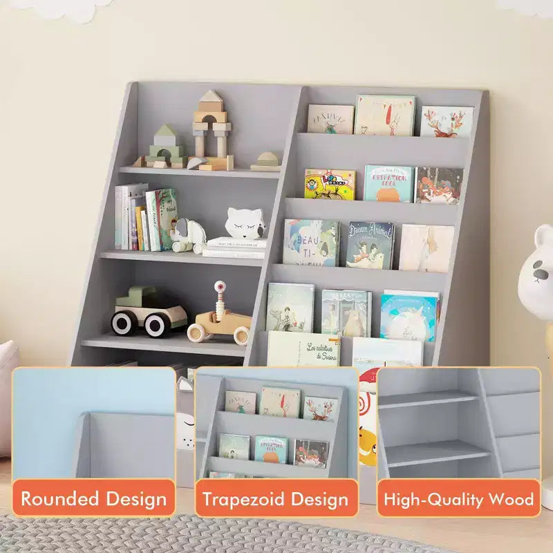 Estantería infantil moderna, librería multifuncional de madera con estantes de exposición, estanterías para dormitorio, sala de estar y sala de juegos