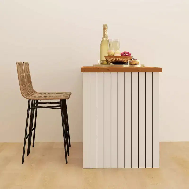 Barhocker-Set aus Rattan, 2 Stück, 26 Zoll Sitzhöhe, mit Rückenlehne, Barstühle für Kücheninseln