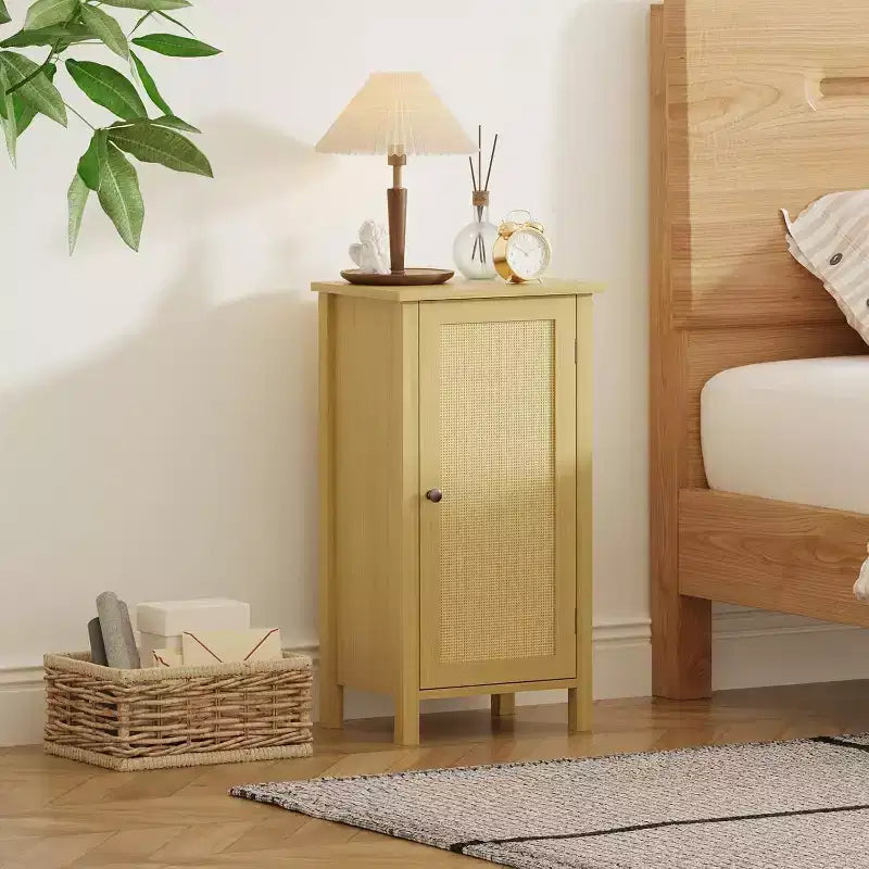 Table de chevet moderne de style maison de campagne, table de chevet bohème de 16 pouces avec tiroir, bout de canapé en bois avec pieds robustes pour chambre et salon