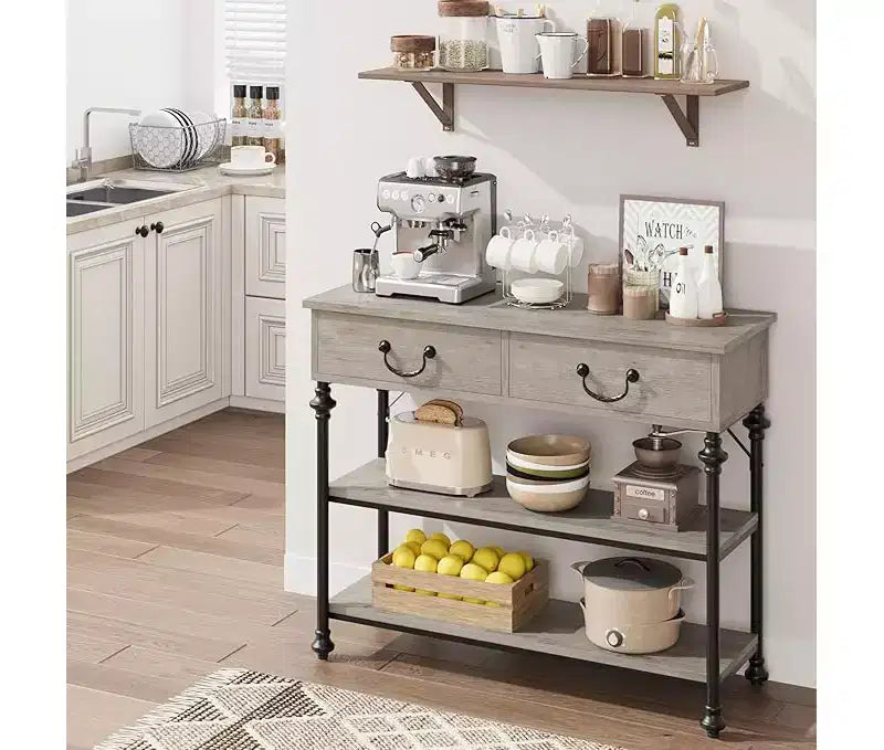 Mesa consola pequeña para entrada con 3 cajones, mesa estrecha para sofá con estantes de almacenamiento para sala de estar, pasillo y dormitorio