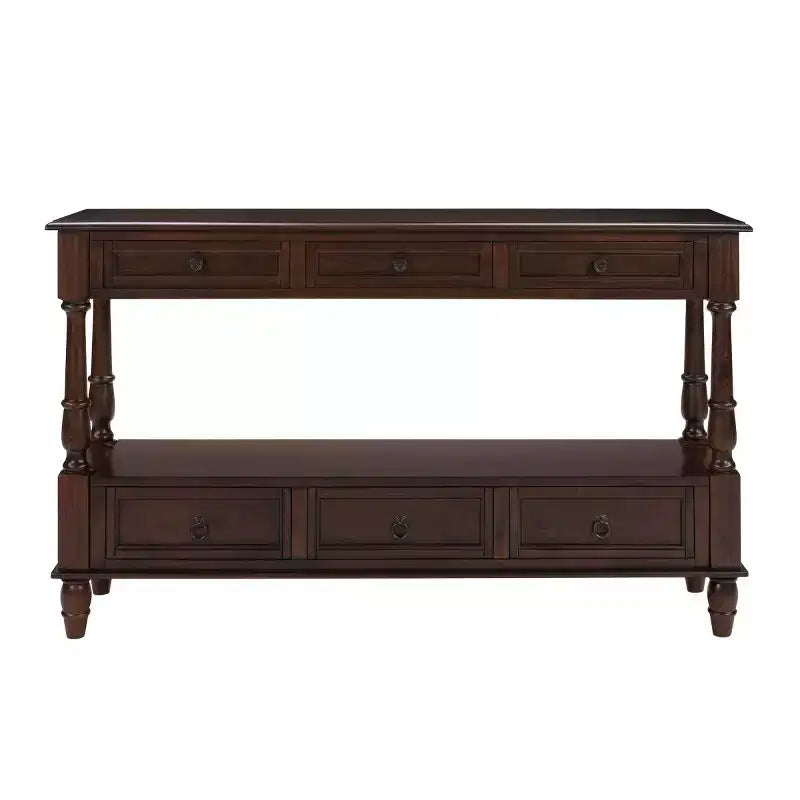 Mesa consola estrecha de madera maciza de 54 con almacenamiento, mesa moderna para sofá de 2 niveles, mesa de entrada para sala de estar, pasillo o recibidor