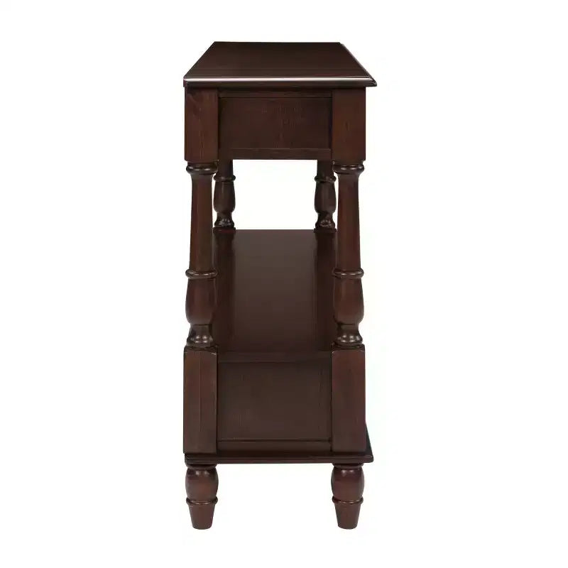 Mesa consola estrecha de madera maciza de 54 con almacenamiento, mesa moderna para sofá de 2 niveles, mesa de entrada para sala de estar, pasillo o recibidor