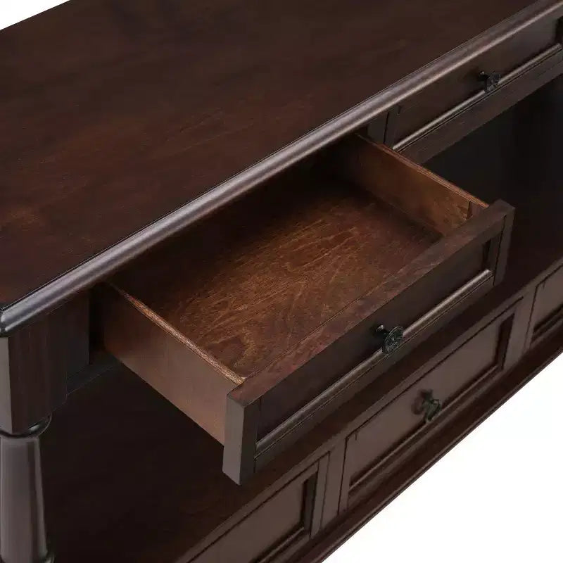Mesa consola estrecha de madera maciza de 54 con almacenamiento, mesa moderna para sofá de 2 niveles, mesa de entrada para sala de estar, pasillo o recibidor