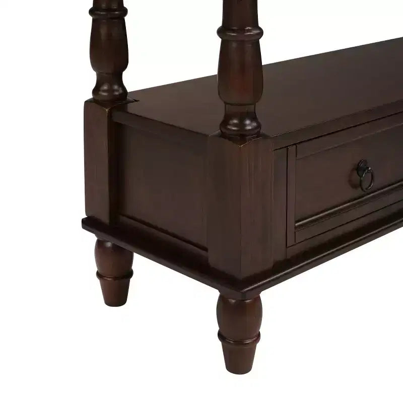 Mesa consola estrecha de madera maciza de 54 con almacenamiento, mesa moderna para sofá de 2 niveles, mesa de entrada para sala de estar, pasillo o recibidor